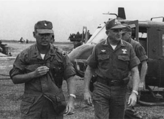 General Rosson &#40;right&#41; accompanied by Lt. Col. Hugh J. Bartley