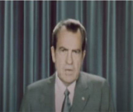 United States President Richard Nixon announcing major troop reductions in South Vietnam, 12 Nov 197