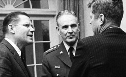 Defense Secretary Robert McNamara, General Maxwell Taylor and President Kennedy, January 25, 1963. 