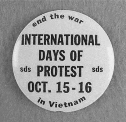 SDS International Days of Protest Oct 15-16 1965 Anti-War pin