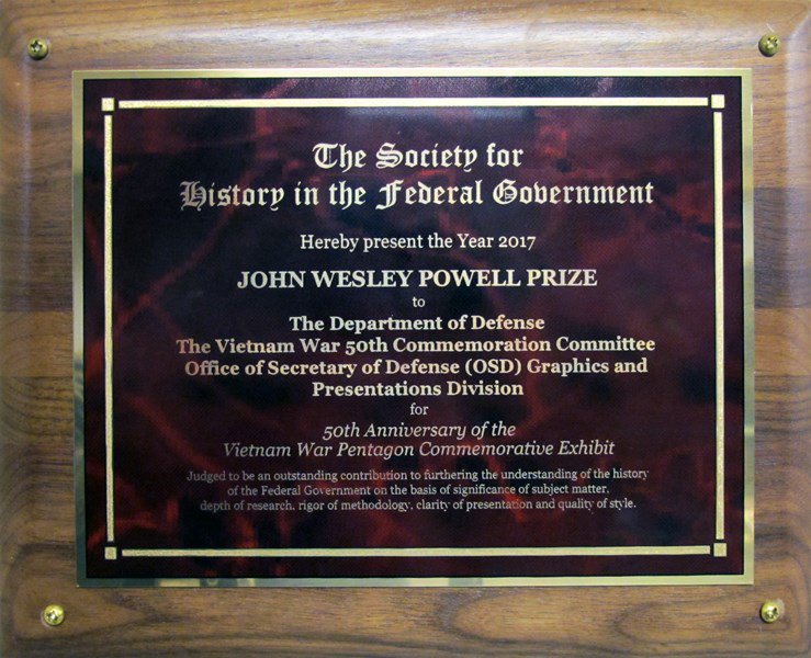 The 2017 John Wesley Powell Prize Award plaque