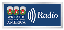 Wreaths Across America Radio logo with link to 2024 interview with Chuck Crosby and MSgt Villanueva