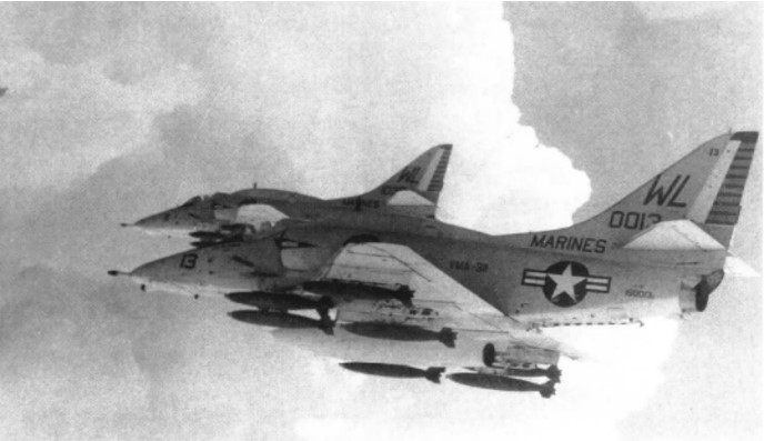 These A-4s from MAG-12 used their own instrumentation to release bombs in low cloud cover &#40;USMC&#41;