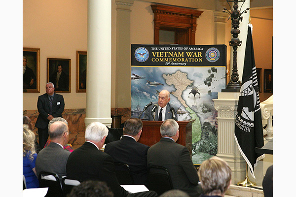 Pete Wheeler, the commissioner of the Georgia Department of Veterans Service, speaks during the gove