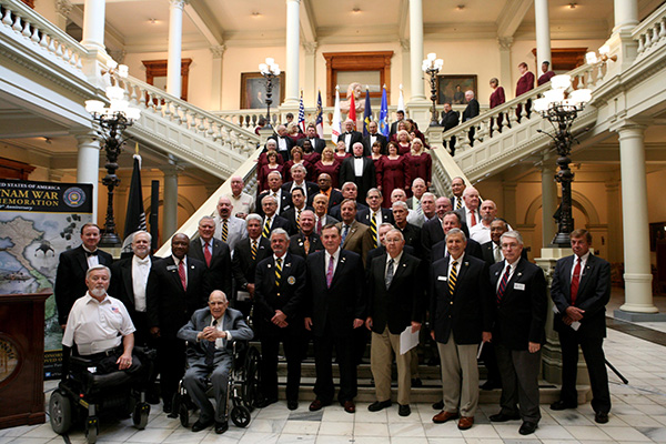 ATLANTA. &#40;Sept. 19, 2013&#41; &#40;l to r&#41; Vietnam War Veterans pose in the State Capitol during the Governo