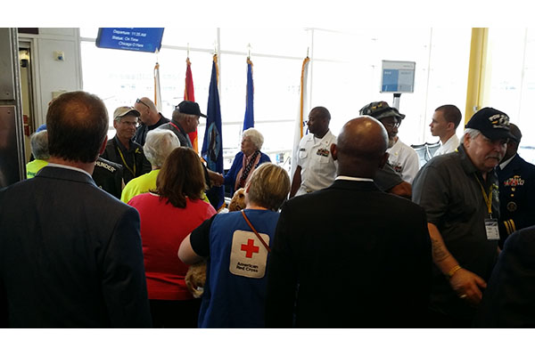 Vietnam Veterans arrive to Reagan National Airport in Washington, D.C. on an Honor Flight sponsored 