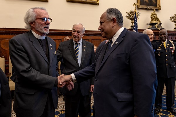 The Honorable Carlos Del Toro, Secretary of the Navy, at an event for Philadelphia Navy Week.