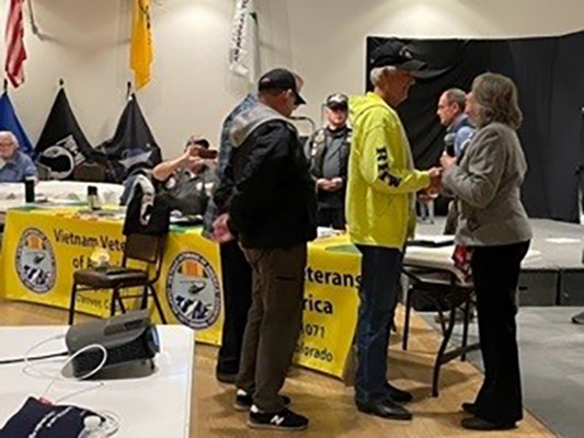 Honorary Partner distinction ceremony for CO VVA Chapter 1071 Vietnam veterans by members of the Blu