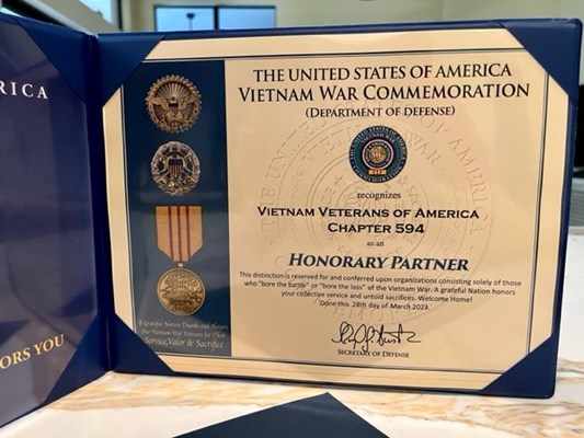 Honorary Partner ceremony for Florida VVA Chapter 594 by the FL Estero Island NSDAR. 