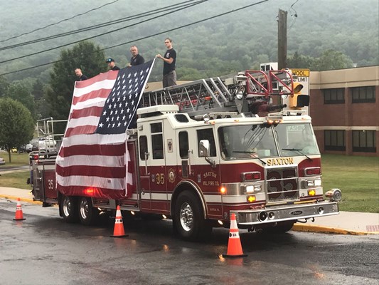 Fire engine companies, motorcycle groups and police escorted The tractor trailer that delivered The 