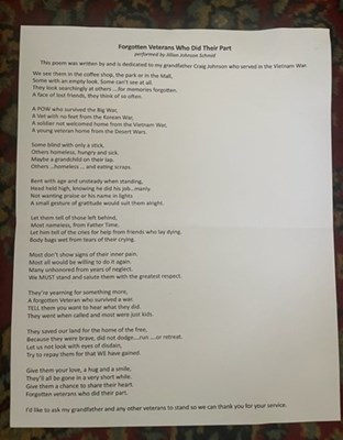 Honorary Partner ceremony for the GA VVA 671 Chapter by the GA Lachlan McIntoch Chapter NSDAR.