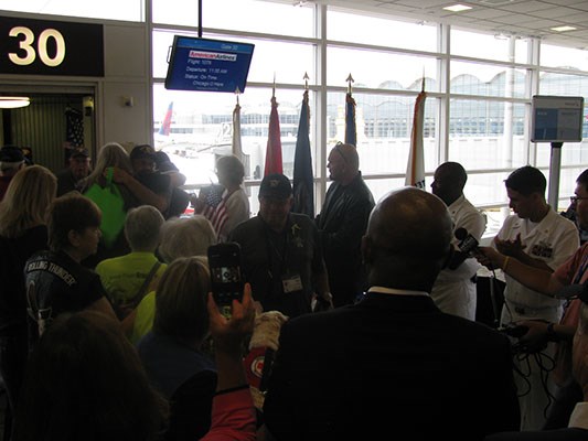 Vietnam Veterans arrive to Reagan National Airport in Washington, D.C. on an Honor Flight sponsored 
