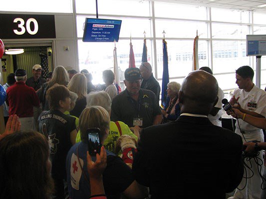 Vietnam Veterans arrive to Reagan National Airport in Washington, D.C. on an Honor Flight sponsored 