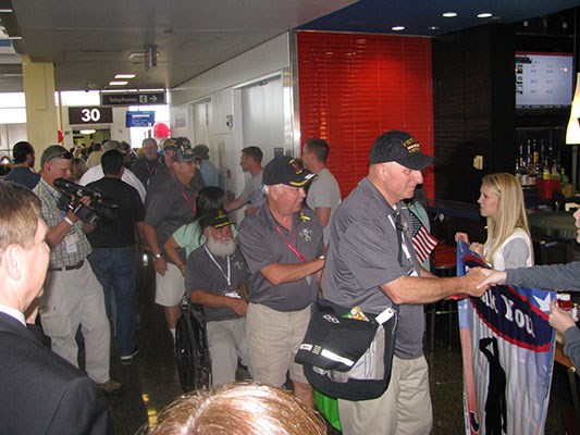 Vietnam Veterans arrive to Reagan National Airport in Washington, D.C. on an Honor Flight sponsored 