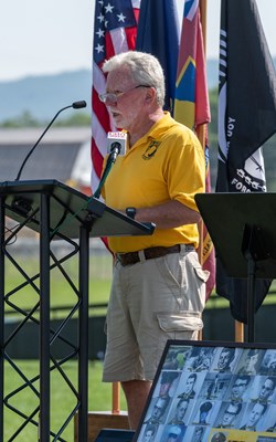 Jim Hartsock, President of the Bedford County Vietnam Veterans Association, speaks at opening ceremo