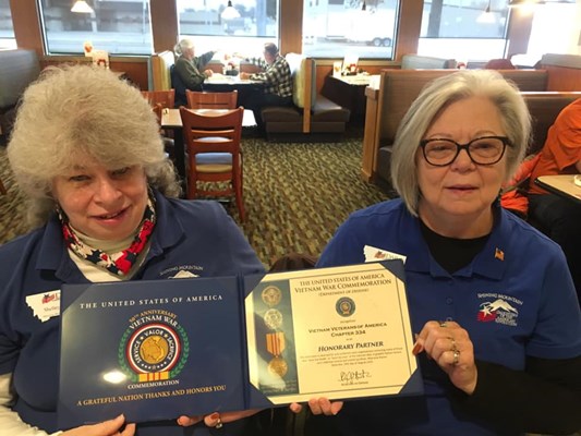 Honorary Partner ceremony for MT VVA Chapter 334 by the MT Shining Mountain Chapter NSDAR.