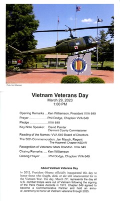 Ceremony for OH VVA Chapter 649 by the Hopewell Chapter NSDAR.