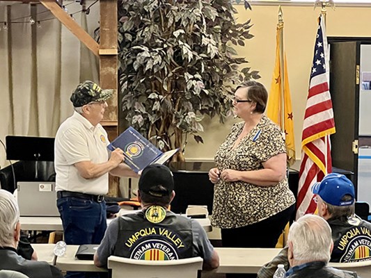 Honorary Partner ceremony for OR VVA Chapter 805 Vietnam veterans from Umpqua Chapter NSDAR.