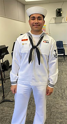 Petty Officer 2nd Class Uciel Romero at Gilbert Elementary School for his USS Arizona nuclear submar