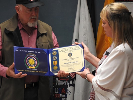 Honorary Partner ceremony for TX VVA Chapter 863 by the Major James Kerr Chapter NSDAR.