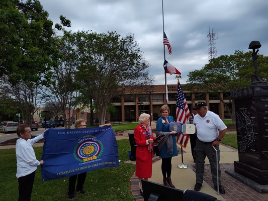 Honorary Partner ceremony for TX VVA Chapter 937 by the Willian Scott Chapter NSDAR