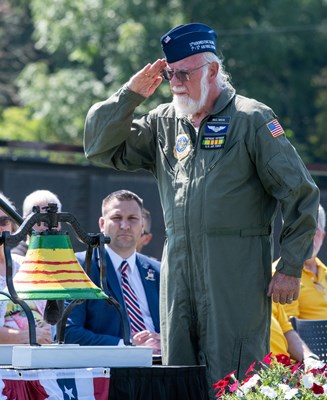 Another Vietnam veteran salutes during the opening ceremony