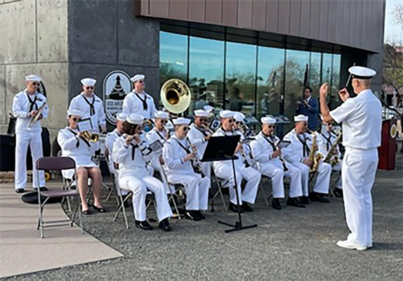 U.S. Navy SW Band playing at the Phoenix Navy Week Proclamation Ceremony held at the USS Arizona Mem