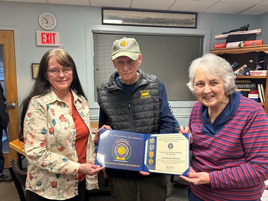 Honorary Partner ceremony for VT VVA Chapter 723 by the VT Cavendish-William French Chapter NSDAR.