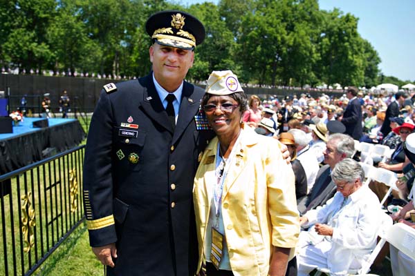 U.S. Army Chief of Staff Gen. Raymond T. Odierno stands next to Jeanette Early, a goldstar family me