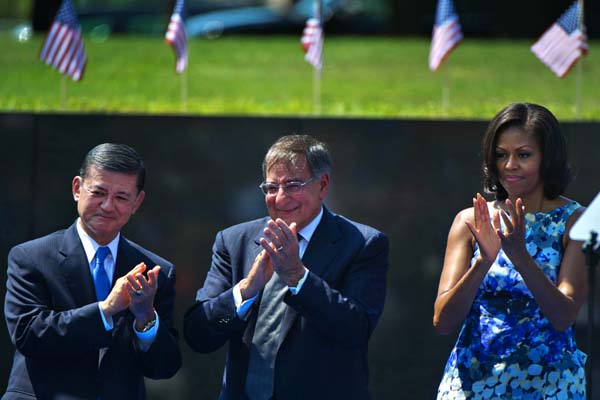 Veterans Administration Secretary Eric K. Shinseki, Defense Secretary Leon E. Panetta and First Lady
