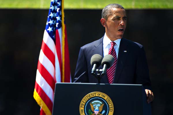 President Barack Obama during a ceremony commemorating the 50th anniversary of the Vietnam War at th