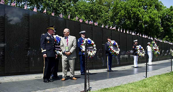 Chairman of the Joint Chiefs of Staff Gen. Martin E. Dempsey participates in a Memorial Day ceremony