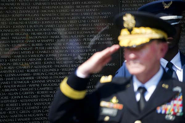 Chairman of the Joint Chiefs of Staff Gen. Martin E. Dempsey participates in a Memorial Day ceremony