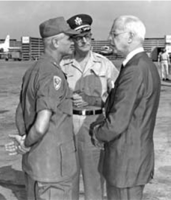 Ambassador Bunker, right, with Generals Westmoreland and Wheeler 