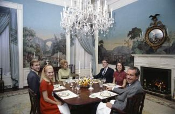 The Nixon Family Seated in the President's Dining Room at the White House on Election Night, Novembe