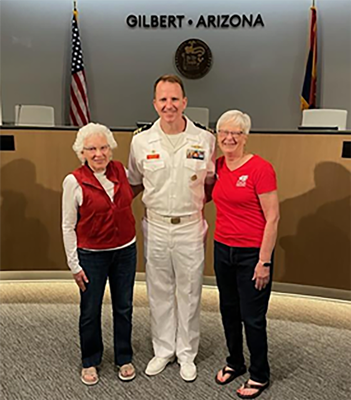 CDR Digan with Patti Zerr of DAR's Gilbert Governor George W. P. Chapter and Gilbert townsperson.