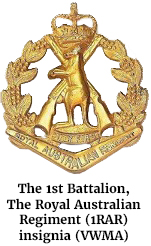 Photo of the The 1st Battalion, The Royal Australian Regiment (1RAR) insignia (VWMA)