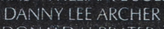 Engraving on The Wall of Specialist Four Danny Lee Archer, U.S. Army.