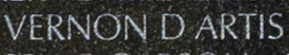 Nameengraving of Private First Class Vernon D. Artis on The Wall