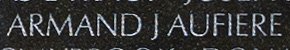 Engraved name on The Wall of Private First Class Armand James Aufiere, U.S. Army