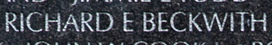 Engraved name on The Wall of Specialist Four Richard Earl Beckwith, U.S. Army