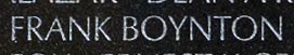 Engraving on The Wall of the name of Specialist Four Frank Boynton, U.S. Army