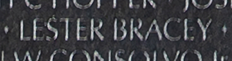 Lester Bracey's name inscribed on The Wall