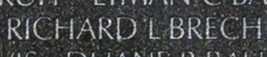 Specialist 4 Richard Lee Brech's name inscribed on The Wall.