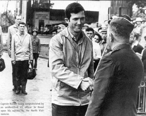 Captain William (“Bill”) Spencer Reeder, Jr., U.S. Army, as he is released from captivity in North Vietnam, March 1973. (Department of Defense)