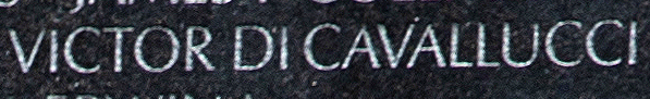 Engraved name on The Wall of Second Lieutenant Victor Di Cavallucci, U.S. Army