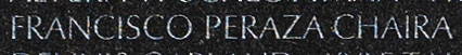 Engraving on The Wall of the name of Specialist Four Francisco P. Chaira, U.S. Army