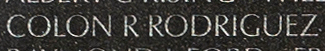 Engraved name on The Wall of Sergeant Ricardo Rodriguez-Colon, U.S. Marine Corps 