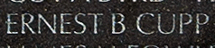 Engraved name on The Wall of Sergeant Ernest Bryan Cupp, U.S. Marine Corps