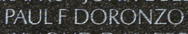 Engraved name on The Wall of Petty Officer Third Class Paul Frank Doronzo, U.S. Navy